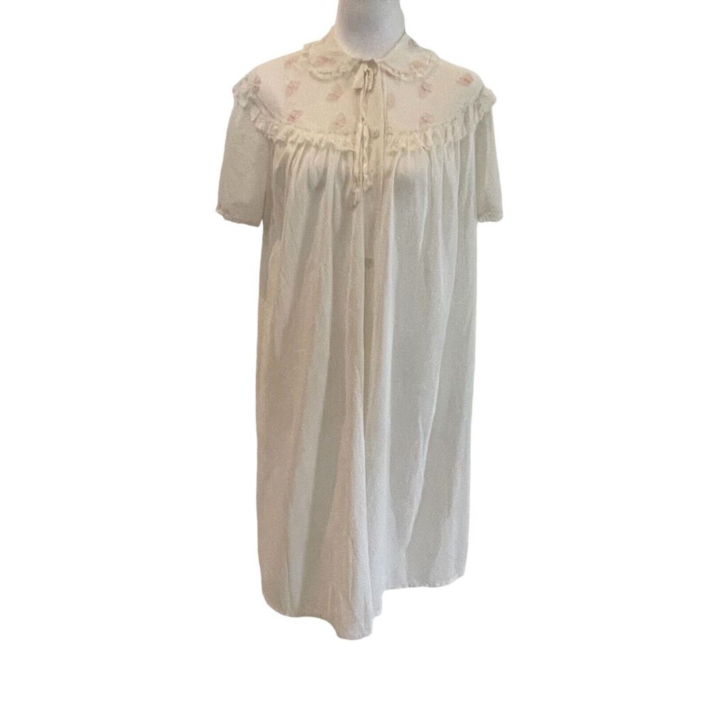 VTG Miss Siren SIZE MEDIUM Womens Tricot Butterfly Embroidered Cottage Nightgown